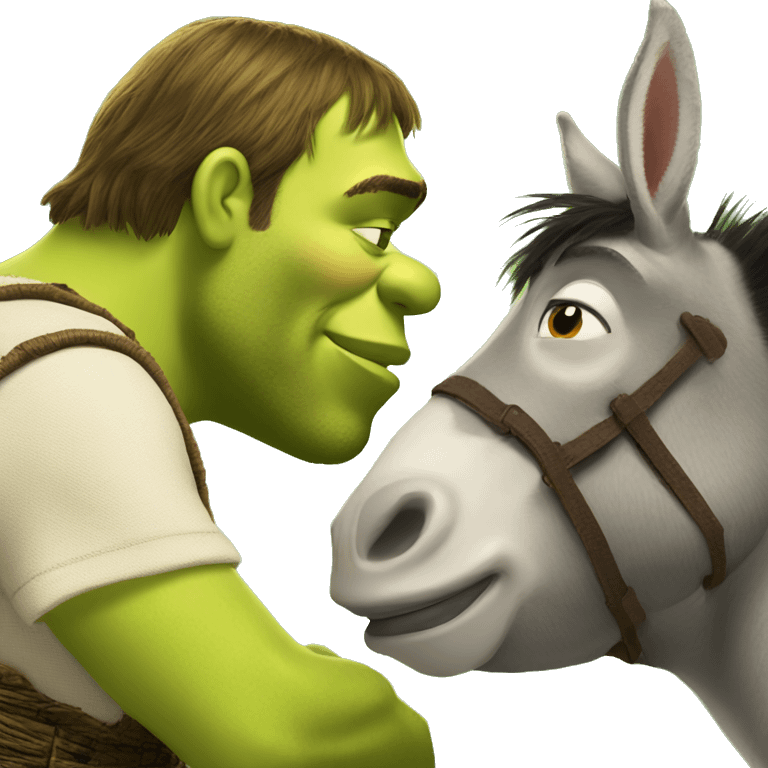 Shrek kissing a donkey emoji