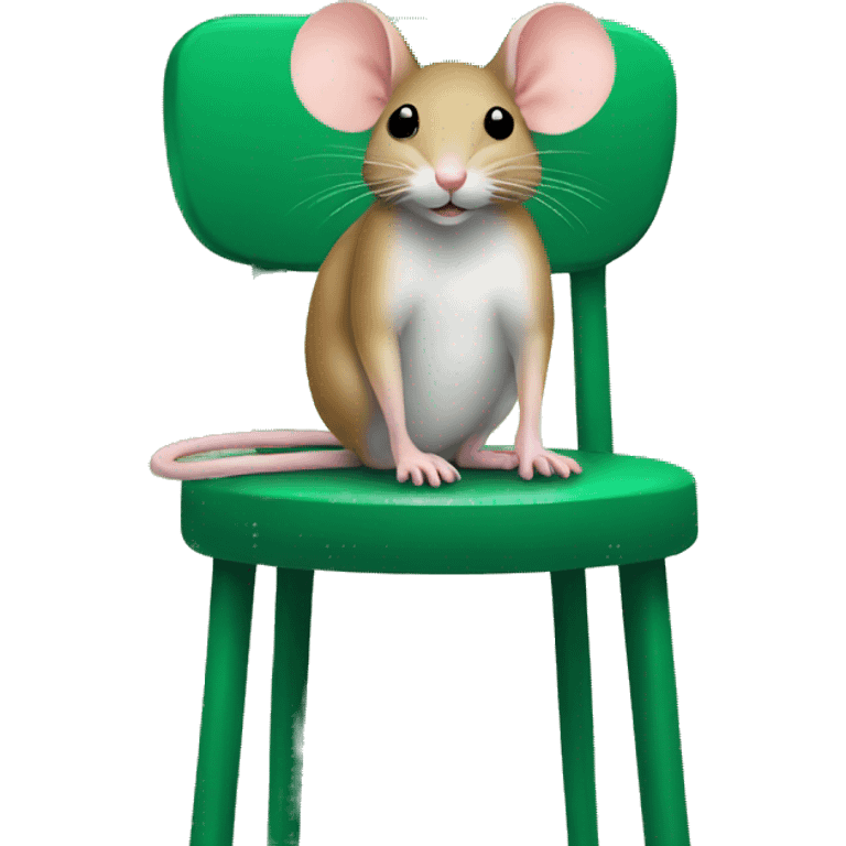 Create an emoji of a mouse sitting on a green stool emoji