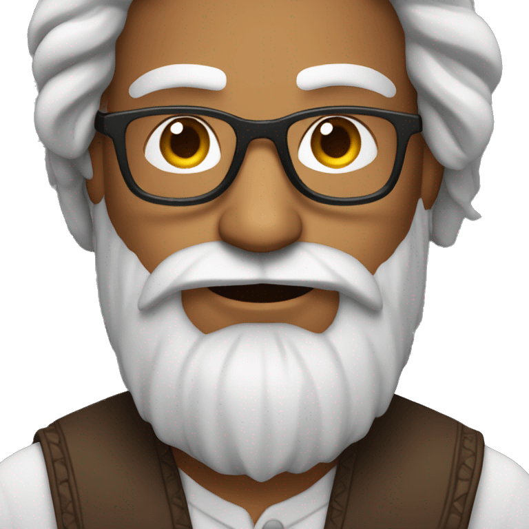 indian man with long hair and short full beard with glasses emoji