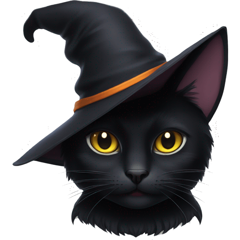 Black cat in witch hat emoji