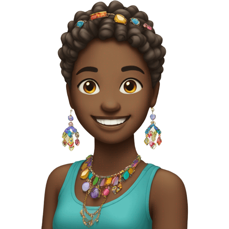 smiling girl with jewelry portrait emoji