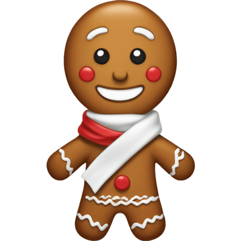 Gingerbread man with a white and red scarf  emoji