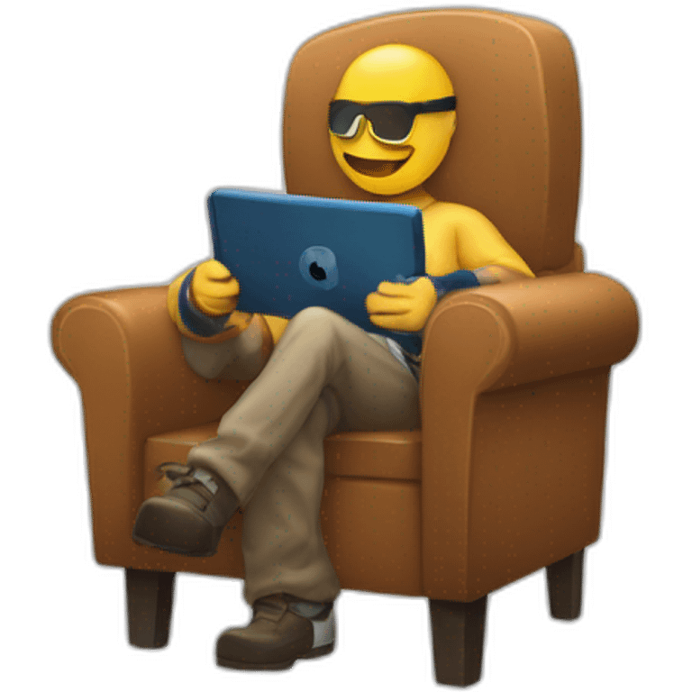 Joueur asi sur une chaise gaming avec une manette a la main emoji