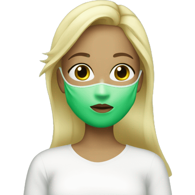 blonde girl with green facemask skincare product emoji