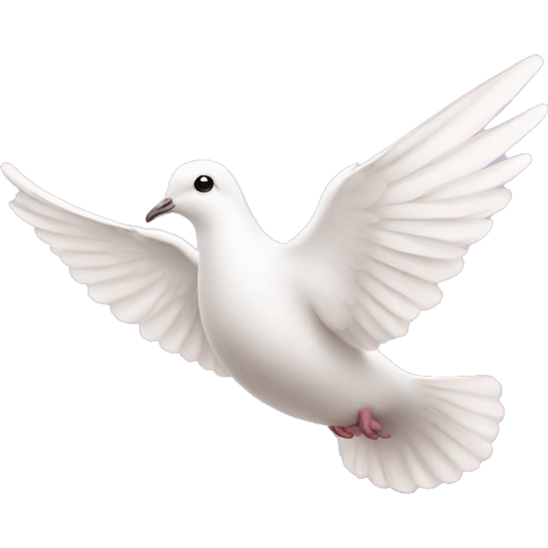 dove in flight with light pink bow tied around neck emoji