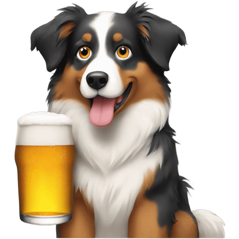 Australian shepard drinking a beer emoji