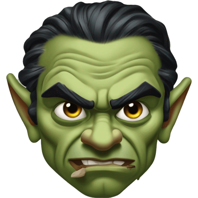 Warcraft half-orc Zlatan in Uncle Scrooge style, oil paint, mysterious eyes, intricate lips, masterpiece pose, odd perspective, beautiful, desirable, logical emoji