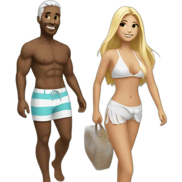 beach vacation couple white emoji