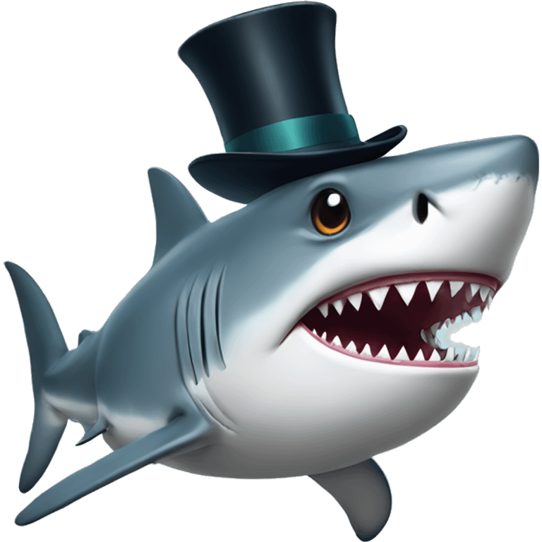 Shark with a top hat emoji