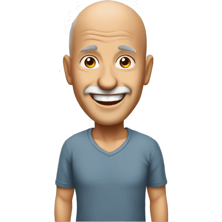 emoji of a happy man over 50 without hair using formal t shirt with background white emoji