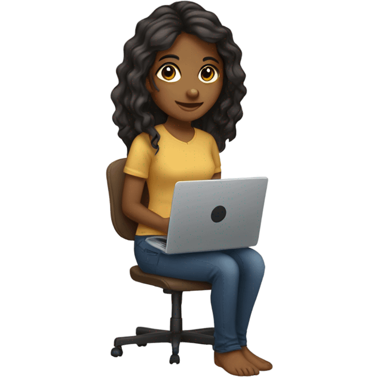 Long hair Brown girl, computer science intern with a laptop emoji