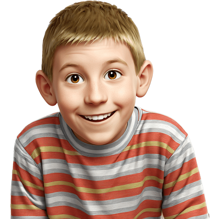 smiling boy in striped shirt emoji