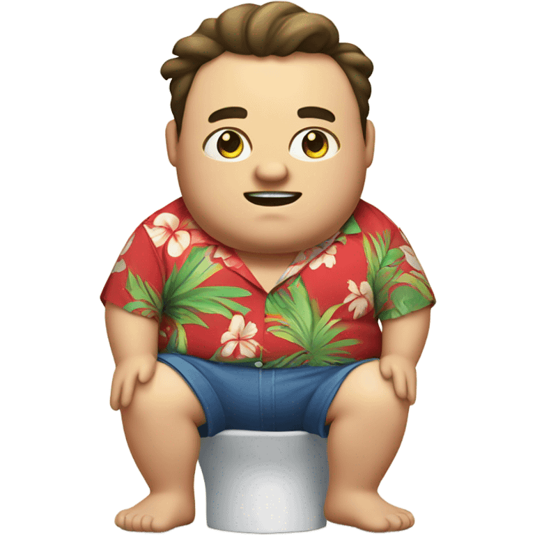 Chubby guy in hawai shirt sitting on toilet emoji