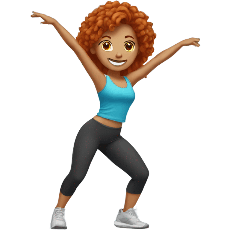 Redheaded woman in dance fitness  emoji