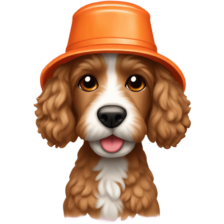 Cockapoo wearing a bucket hat emoji