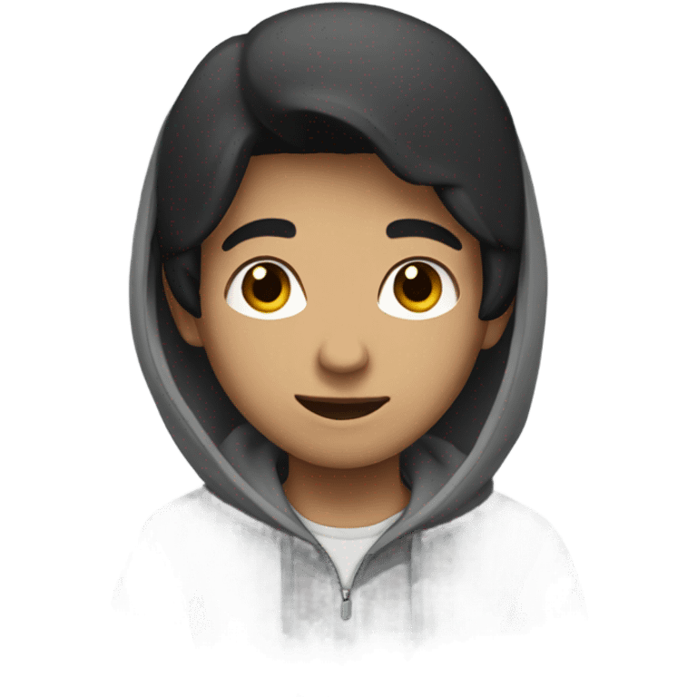 boy with black hair and gray hoodie emoji