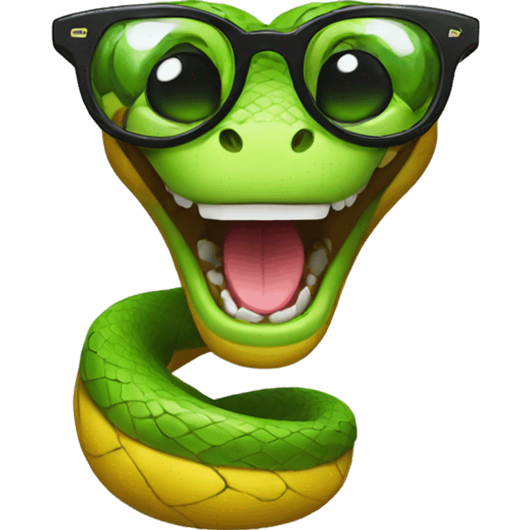 The snake with glasses is laughing emoji