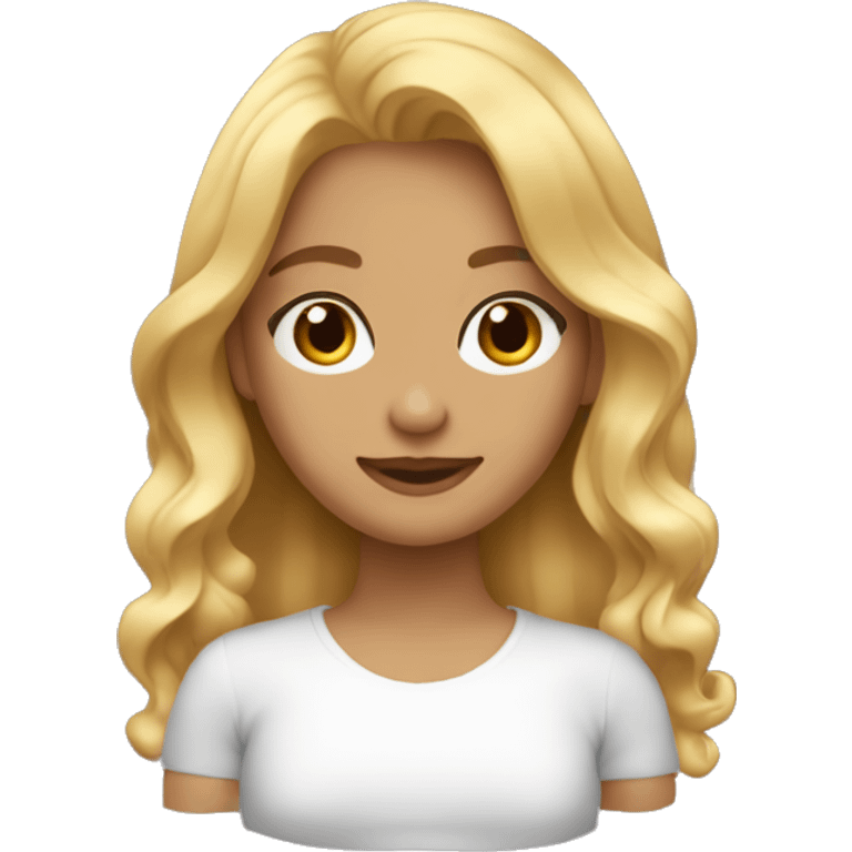 une fille cheveux long ondulé blond fonce   emoji