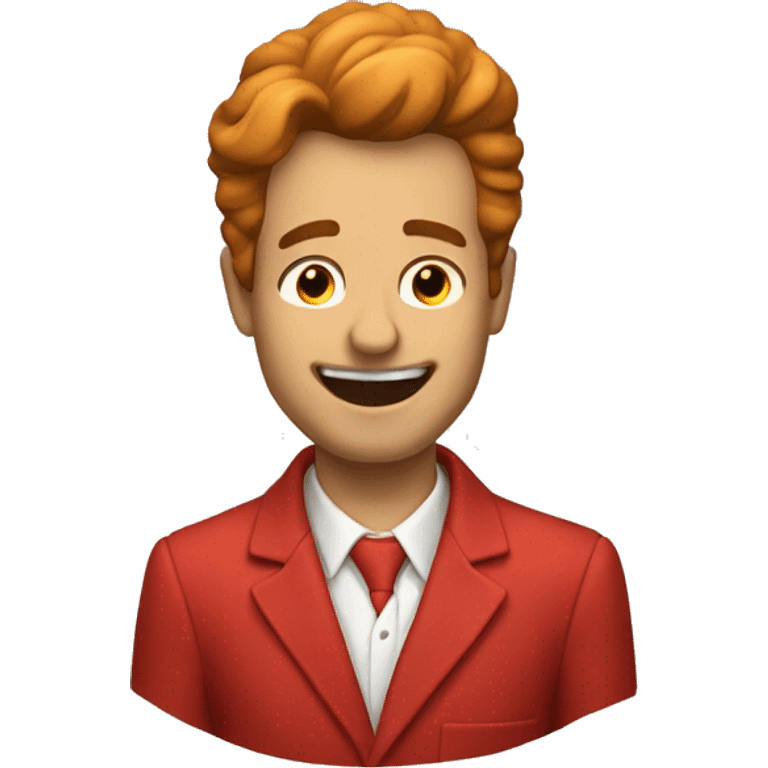 A man in a red suit winking emoji