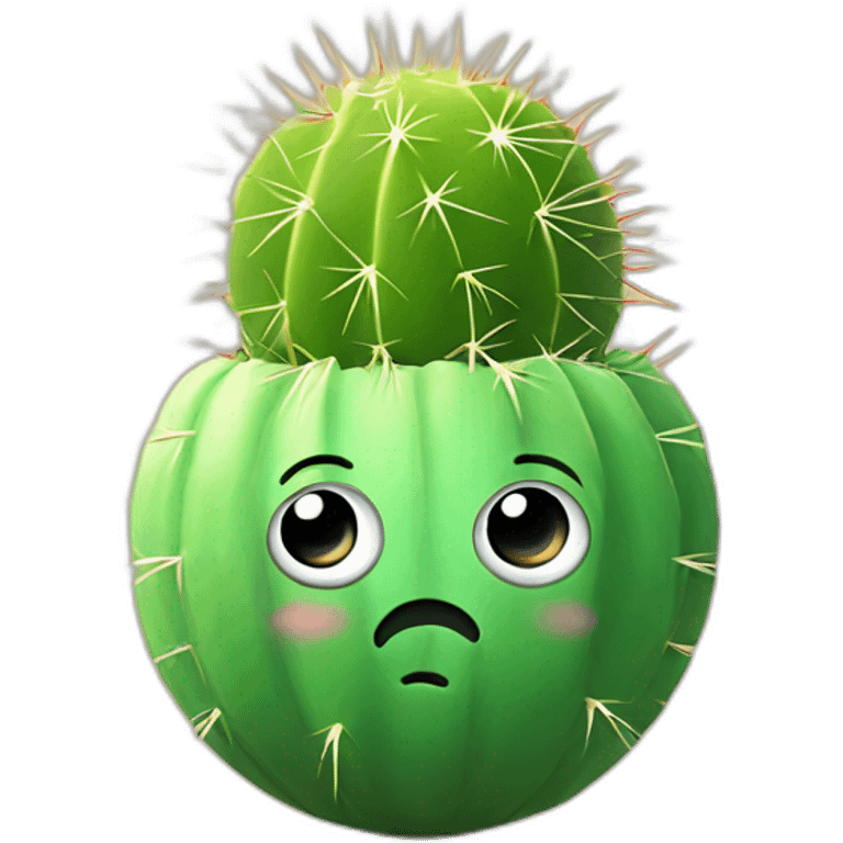 ball cactus with face emoji