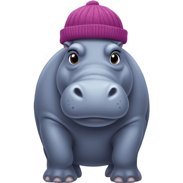 hippo with a beanie emoji