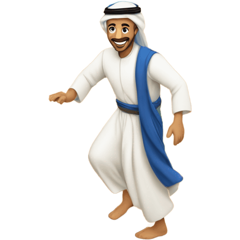 Arab man sliding down the sand dunes on a carpet emoji