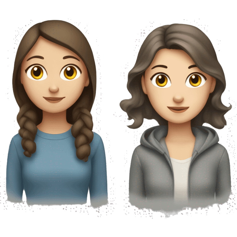 Brown hair girl and russian blue cat together emoji