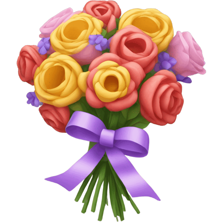 bouquet of flowers with ribbons emoji