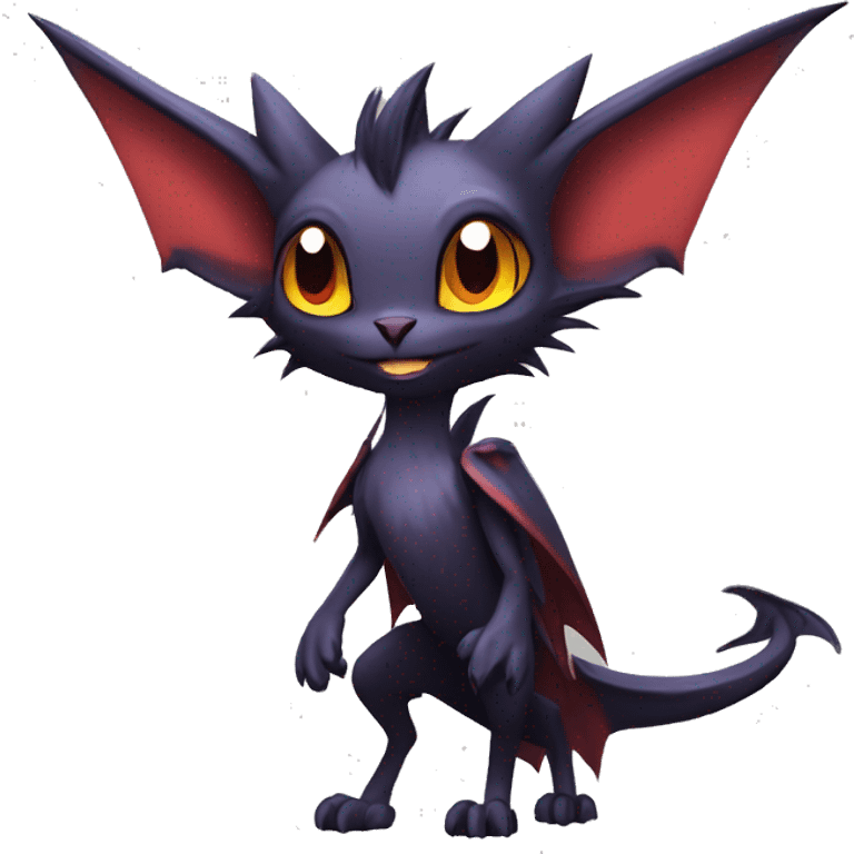  Kawaii Edgy Cool Vampiric Beautiful Noivern-Nargacuga-Litten with big Bat Ears full body emoji