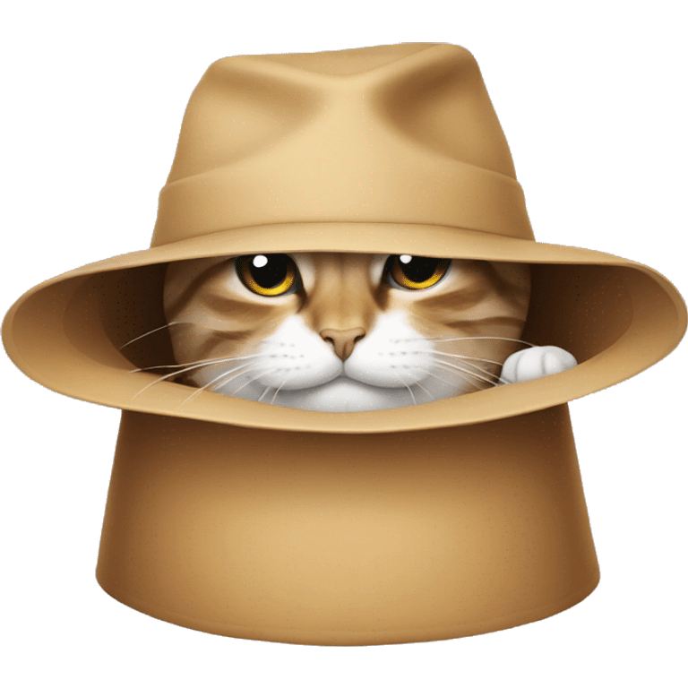 Cat hiding inside a hat emoji