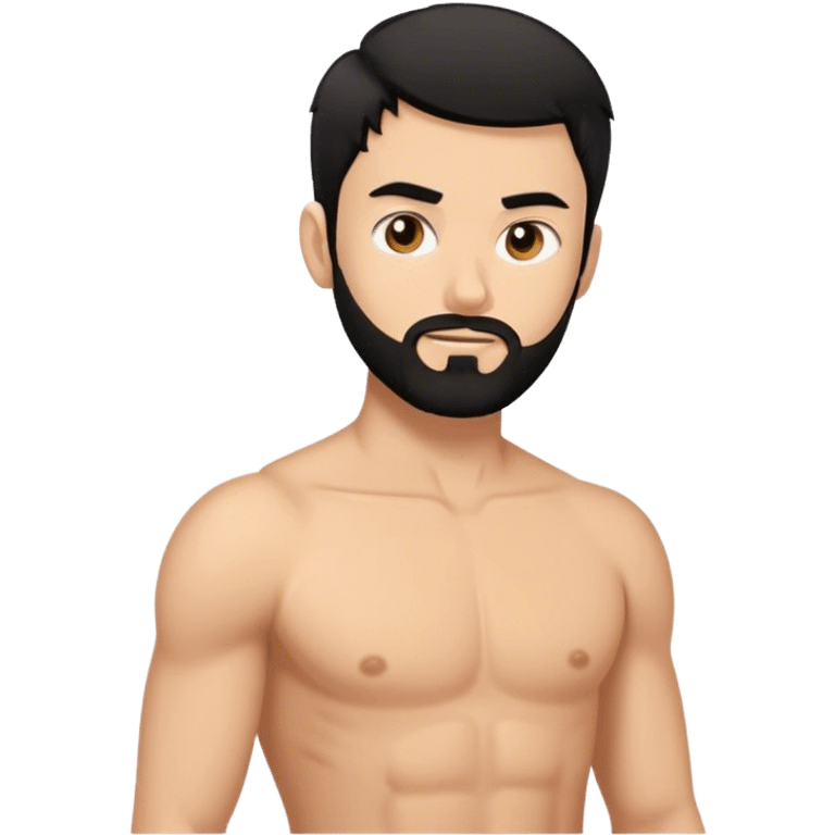 young white man with black short beard and short black hair training emoji