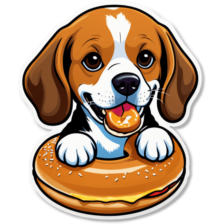 Beagle eating a bagel emoji