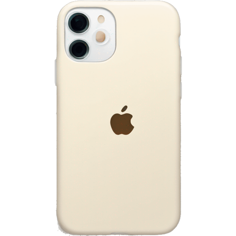 white iPhone 14 with beige checkered case emoji