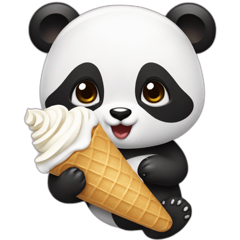 Panda eating ice cream emoji