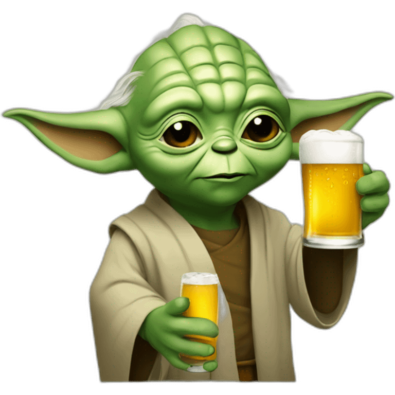 Master yoda drinking a beer emoji