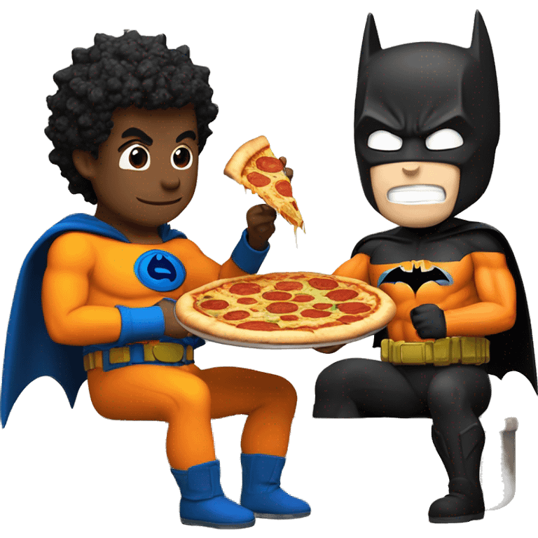 Batman y Goku comiendo pizza emoji