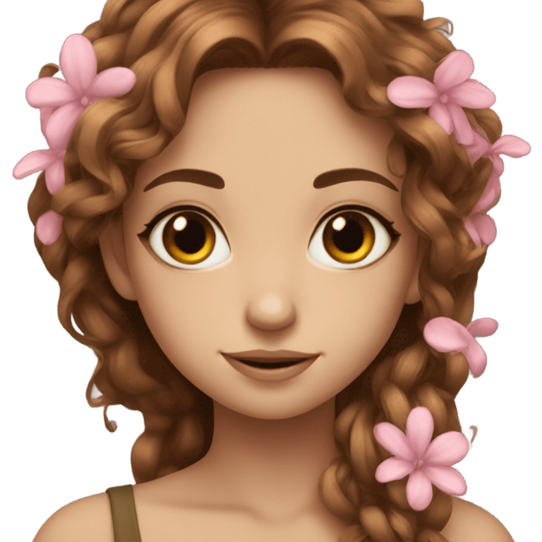 Beautiful fairy brown hair flowers emoji