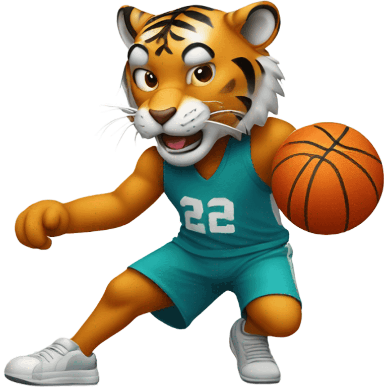 Tiger playing basketball emoji