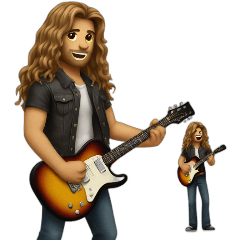 long haired male playing guitar torso emoji emoji