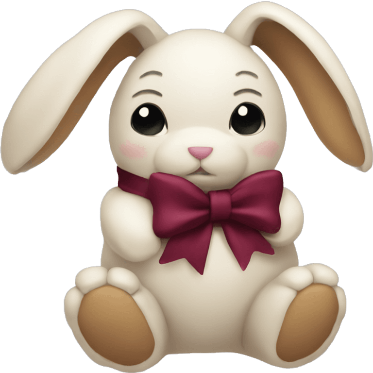 Stuffed bunny with burgundy bow emoji