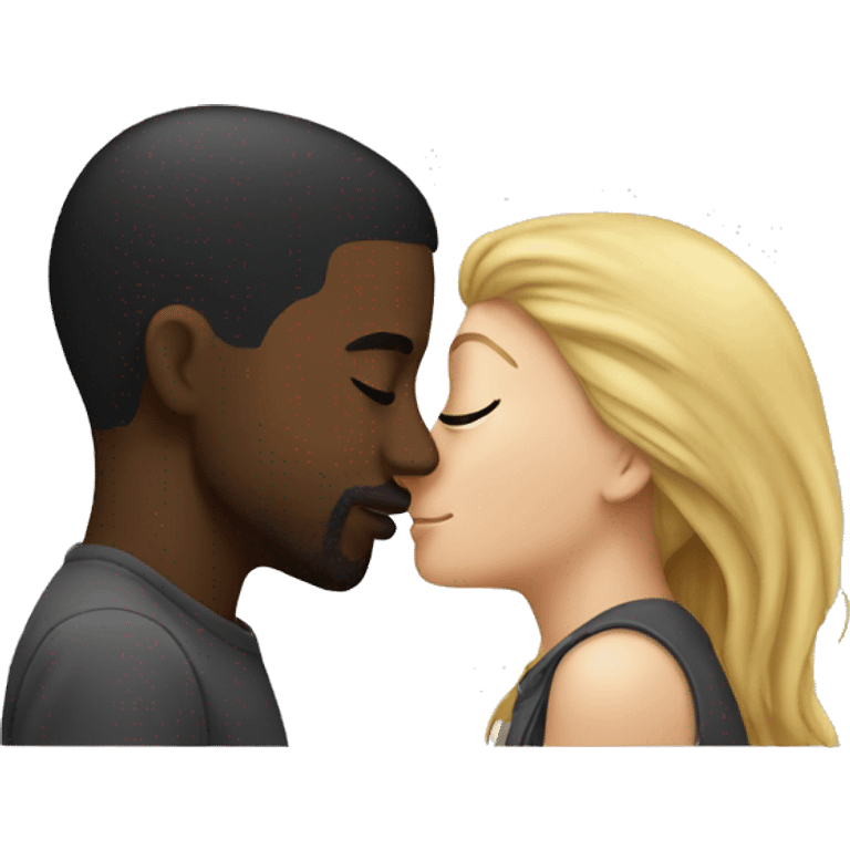 White female kissing a black male emoji