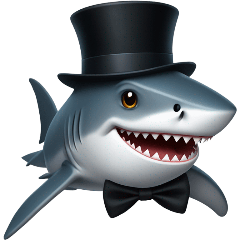 Shark with a top hat emoji