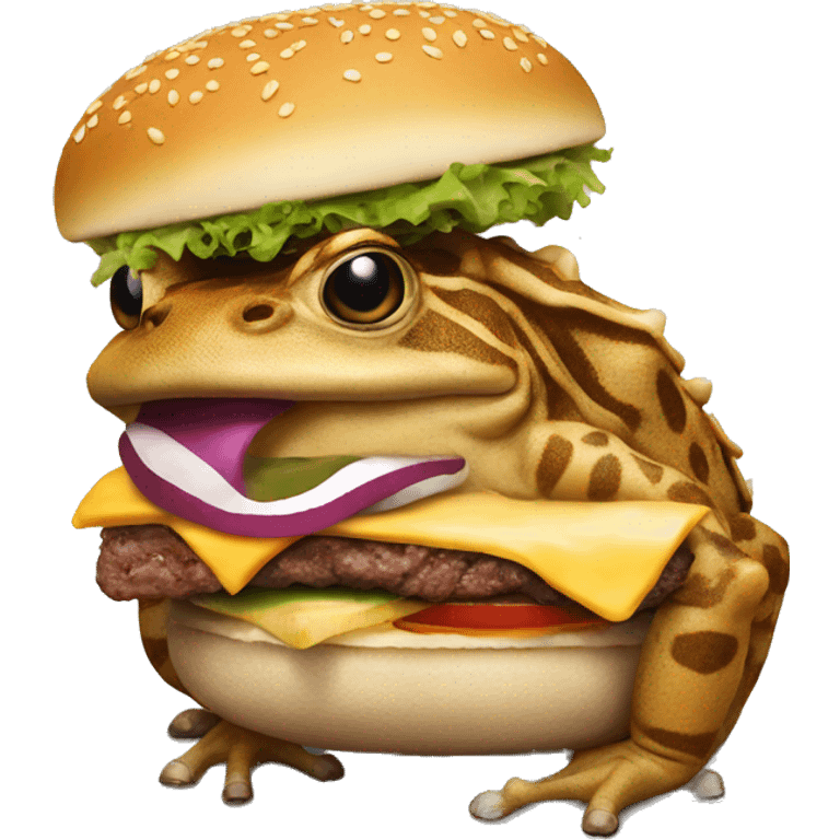 Horned frog with burger  emoji