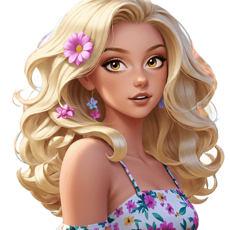 blonde girl in flower dress emoji