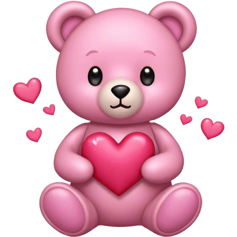 pink cute teddy bear sending hearts and love emoji