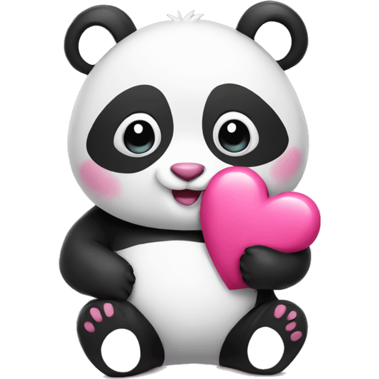 pink panda hold heart emoji