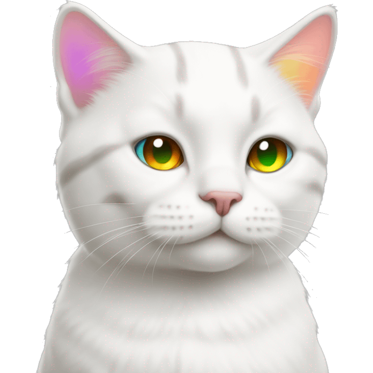 white cat with rainbow stripes emoji