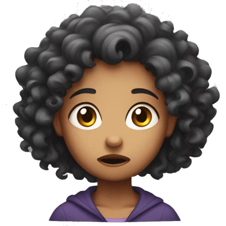 A scared curly girl emoji