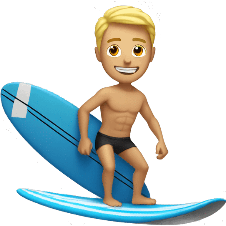 Blonde shirtless man surfing emoji