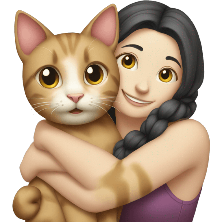 female cat hugging cat emoji